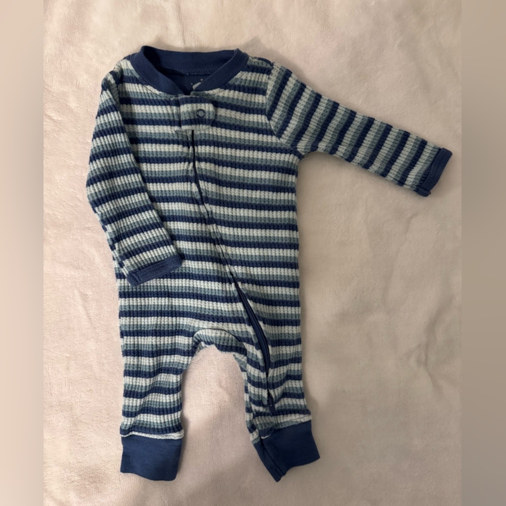 Cloud Island Blue Striped Jumpsuit-NB